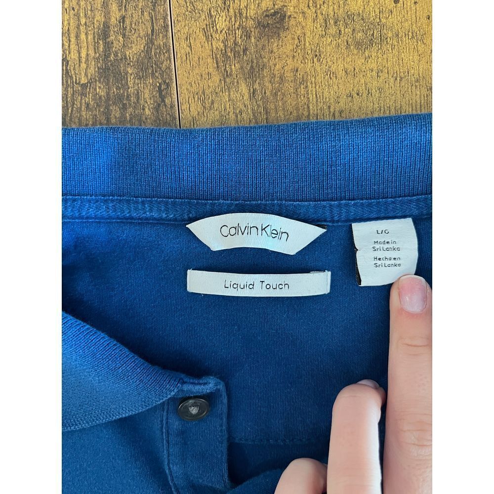 Calvin Klein Men's Blue Liquid Touch‎ Polo Shirt Casual Comfort